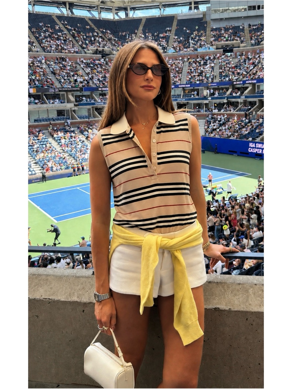Authentic Burberry Striped Sleeveless Collared Top